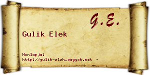 Gulik Elek névjegykártya
